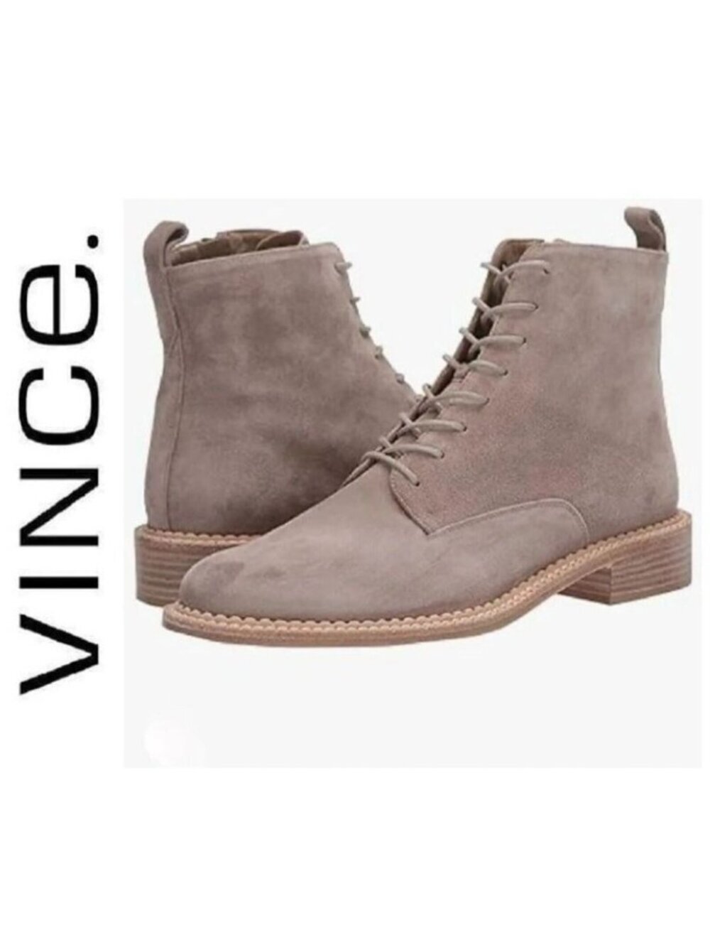 Vince Cabria Suede Lace-Up/Zip Ankle Women Boot Size 8 M Made in Italy